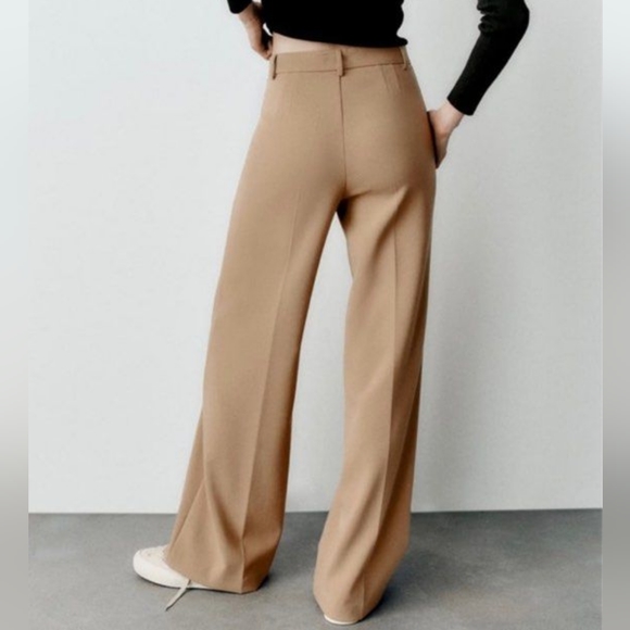 Zara Wide Leg Pants Trousers Camel - Picture 6 of 10